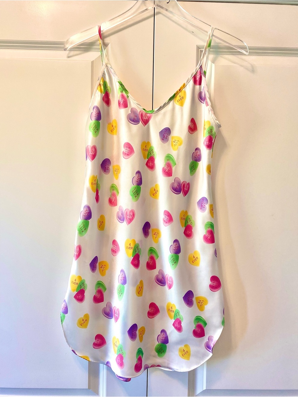 Vintage White Candy Heart Slip Dress